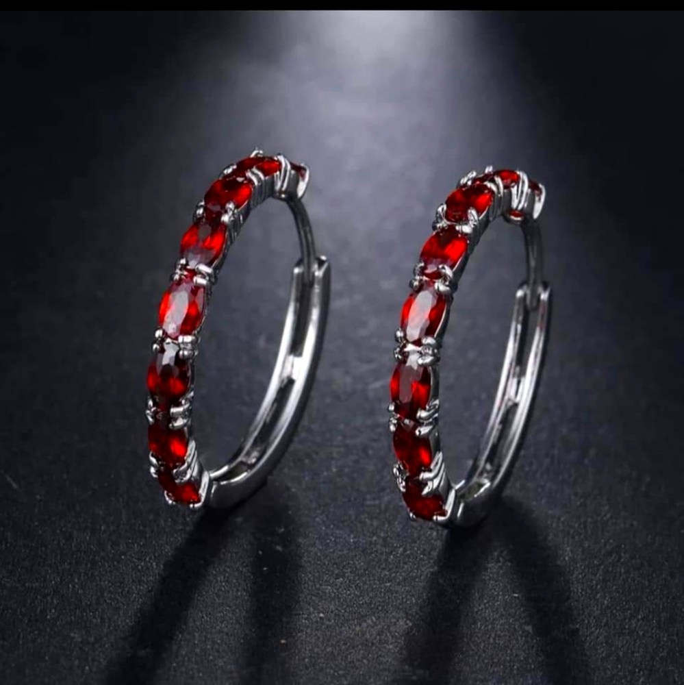 Cubic zirconia hoop earrings.
